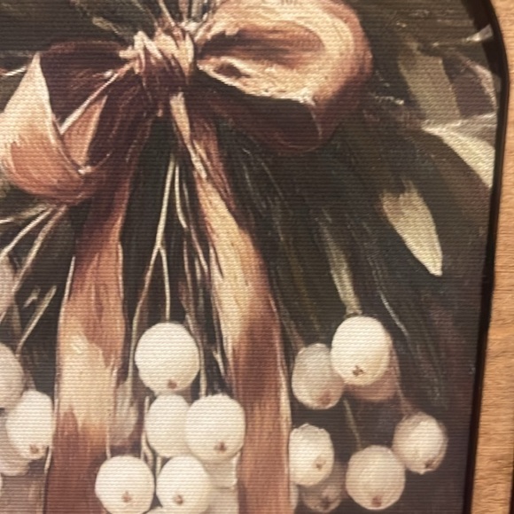 Winter Snowberries Round Top Wooden Framed Art. Christmas decor Rustic Farmhouse - Picture 5 of 7